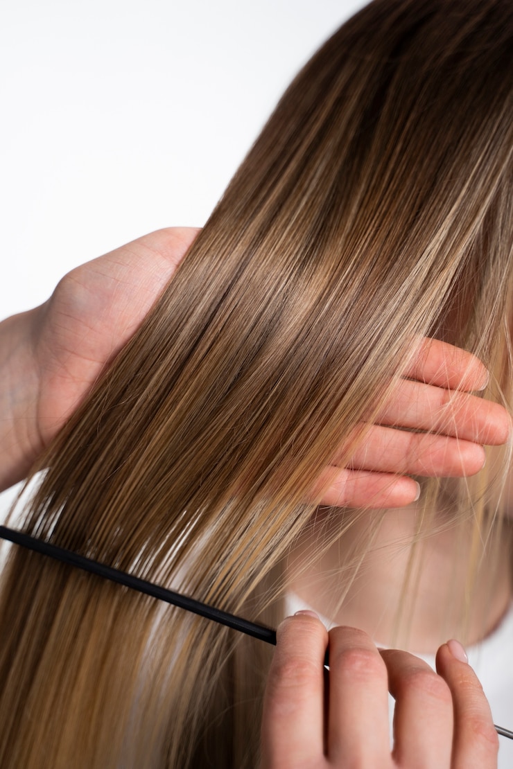 Kostenlose Foto wunderschönes, mit keratin behandeltes haar