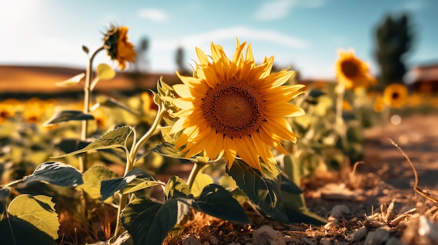 Kostenloses Foto wunderschönes sonnenblumenfeld