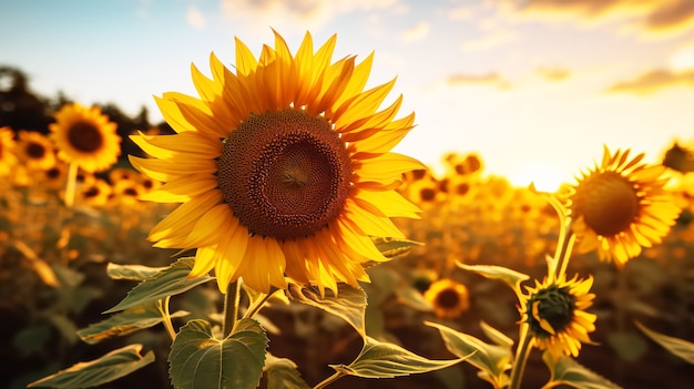 Kostenloses Foto wunderschönes sonnenblumenfeld