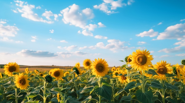 Kostenloses Foto wunderschönes sonnenblumenfeld