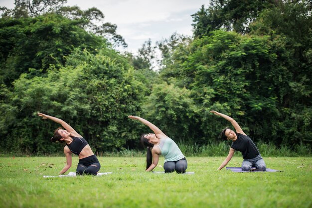 Yoga-Aktionsübung gesund im Park