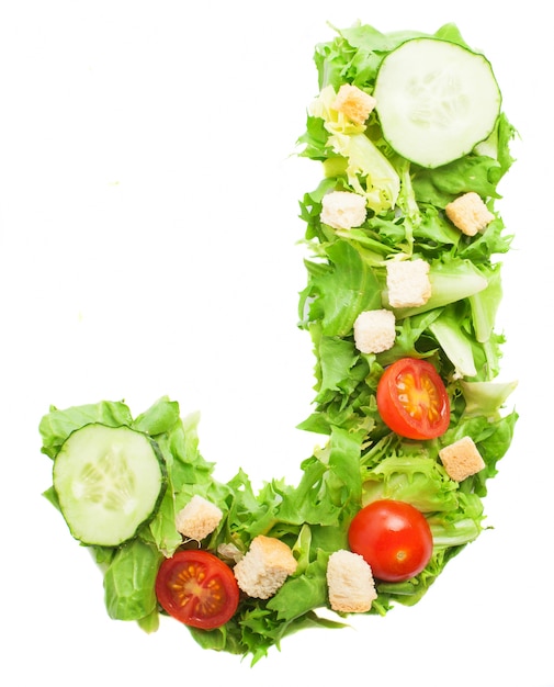 Yummy Buchstaben j mit Bio-Salat gemacht