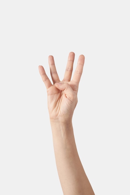 Zählen an den Fingern vier innere Handfläche