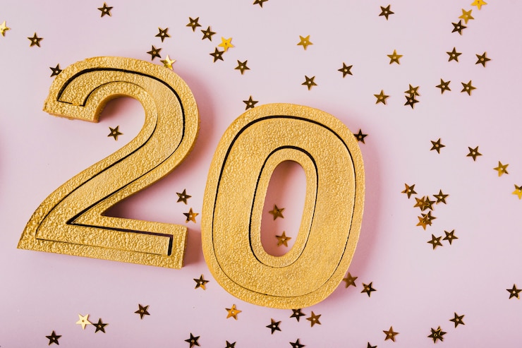 Kostenlose Foto zahlen des neuen jahres 2020 der nahaufnahme