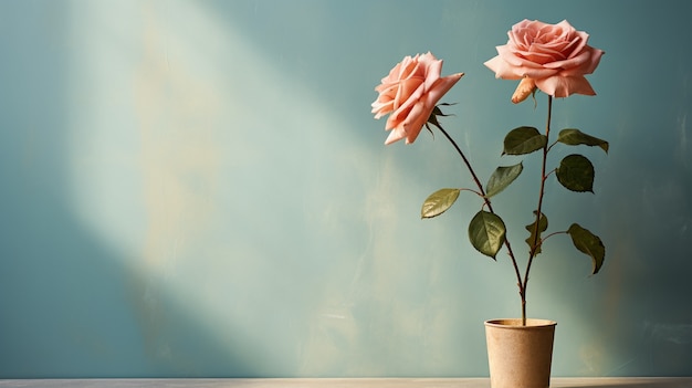 Kostenloses Foto zarte rosen in vase am fenster