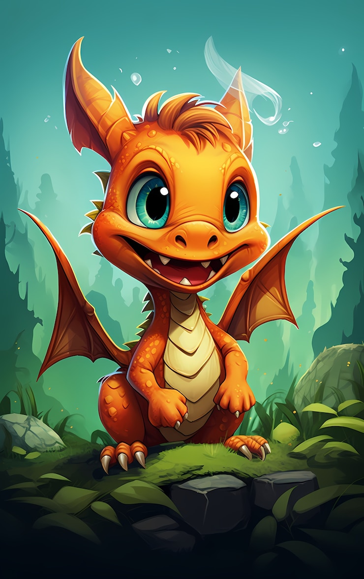 Kostenlose Foto zeichentrickfigur des drachen