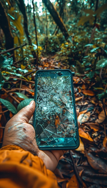 Kostenloses Foto zerstörung von smartphones veranschaulicht