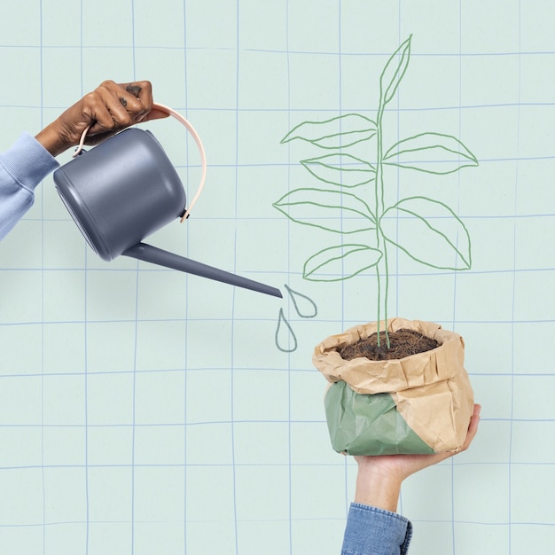 Kostenloses Foto zimmerpflanzen gartenarbeit hobby illustration remix