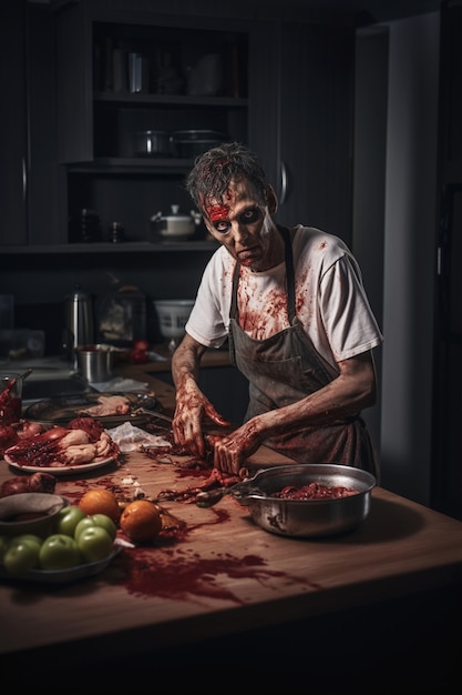 Kostenloses Foto zombie-kochen hautnah erleben