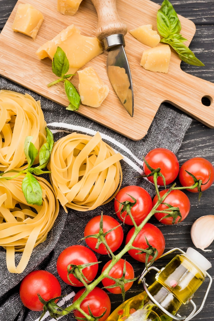 Kostenlose Foto zubereitete italienische lebensmittelzutaten