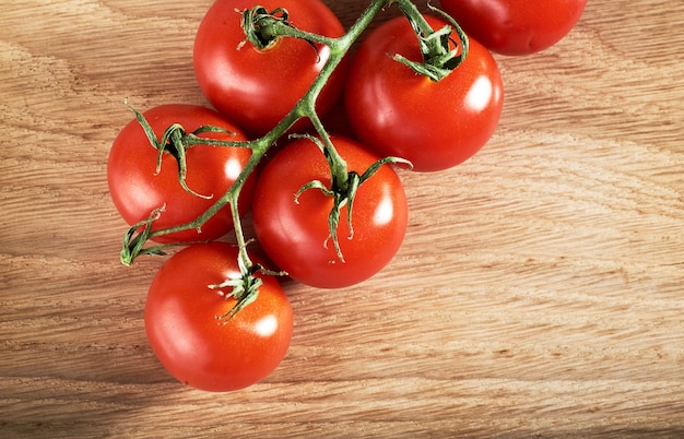 Zweig der roten Kirschtomaten Bio-Holz.