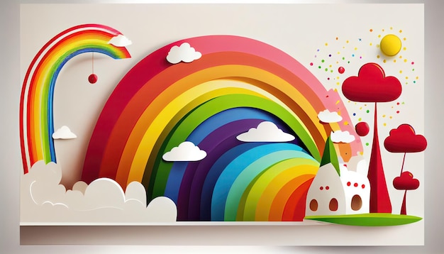 001 Juni Regenbogen weißer Hintergrund Szene Pride Month und Day Liebe erobert alles