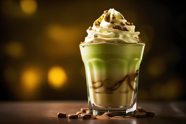 044_Japanese matcha latte com chantilly e raspas de chocolate Generative AI