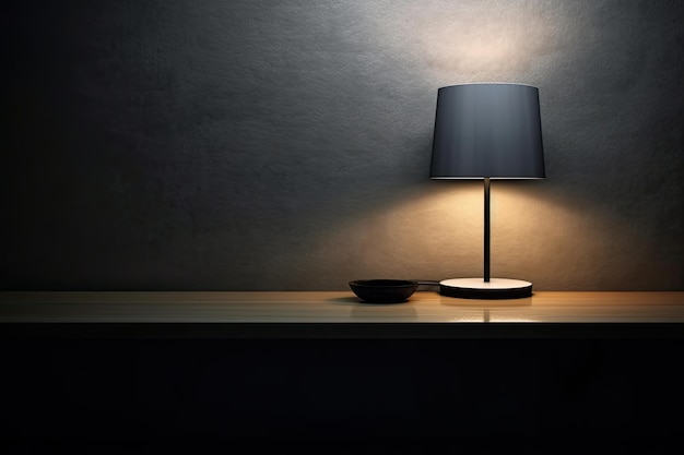 0554 Lámpara de mesa frente a pared oscura IA generativa