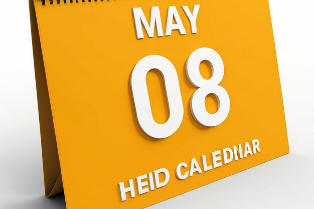 08 de Maio 3o Dia Mundial da Cruz Vermelha Calendário 3D renderização Dia Mundial da Croça Vermelha Ilustração 3D Calendario 3D