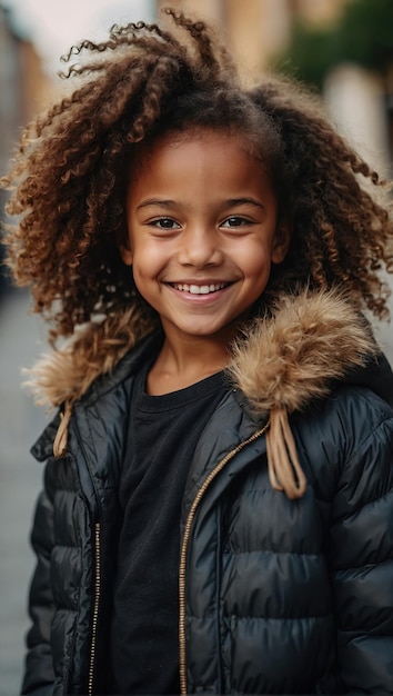 1 Negra afro-americana jovem feliz menina alegria sincera educação infantil
