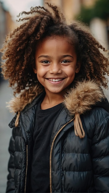 1 Negro afroamericano feliz joven chica alegría sincera educación del niño