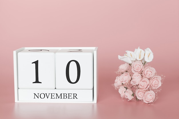 10 de novembro calendário cubo na parede rosa