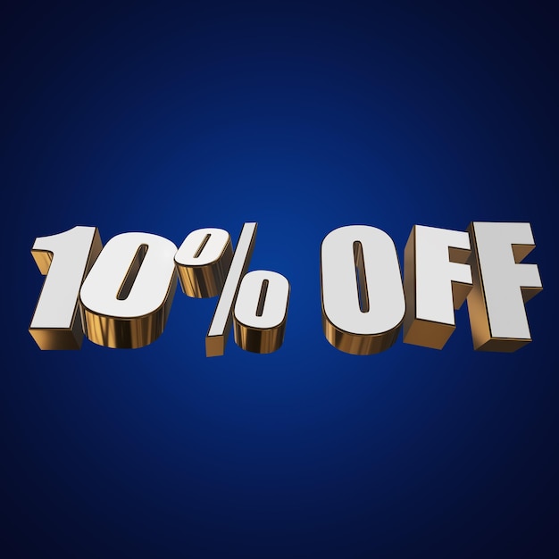 10% de descuento en letras 3D en fondo azul
