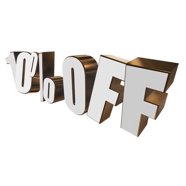 Foto 10% de descuento en letras 3d en fondo blanco