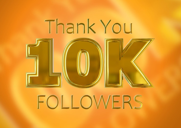 Foto 10 mil seguidores letras de oro celebración póster de las redes sociales gracias diez mil suscriptores