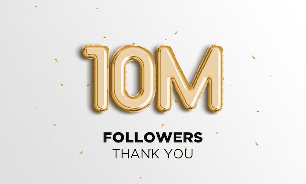 Foto 10 millionen follower feiern social-media-poster follower danken ihrem schriftzug 3d-rendering