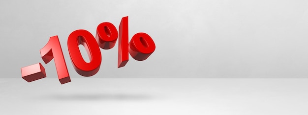 10 de oferta de descuento ilustración 3D aislado en blanco Banner horizontal