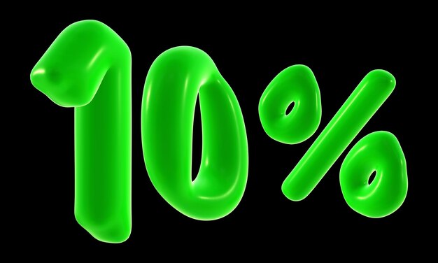 10 Prozent mit grüner Farbe zum Verkauf, Rabattförderung und Geschäftskonzept