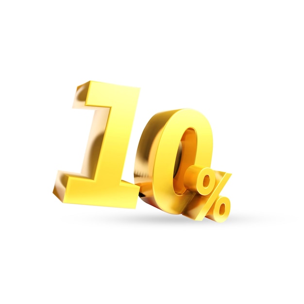 10 símbolo dourado renderização 3D