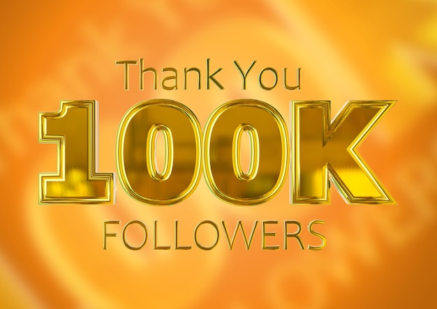 100 000 Follower, Golden Celebration Social Media Poster, 100 000 Abonnenten, vielen Dank.