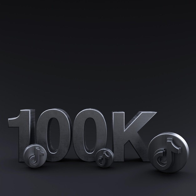 100.000 TikTok-Follower Illustration 3D-Rendering