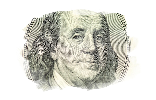 100-Dollar-Banknotenkonzept Closeup auf Benjamin Franklin