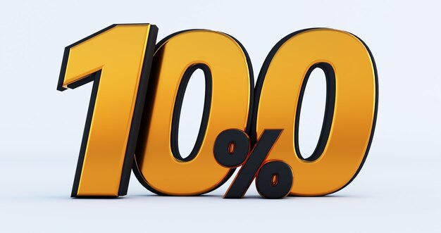 100% oro cien por ciento aislado en un fondo blanco, presentación 3D