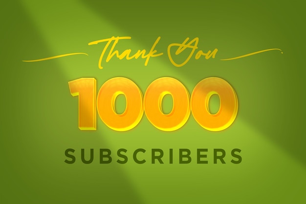 1000 Abonnenten feiern Grußbanner mit gelbem Design