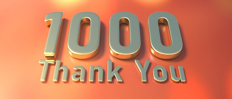 Foto 1000 seguidores gracias mil por la red de amigos y suscriptores ilustración 3d