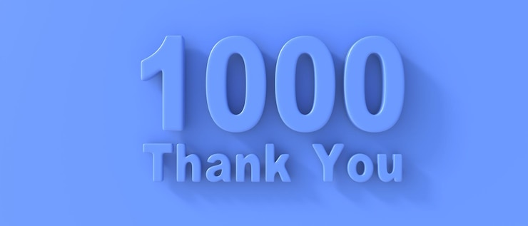 Foto 1000 seguidores gracias mil por la red de amigos y suscriptores ilustración 3d