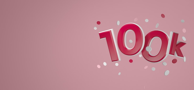 Foto 100k le gusta las redes sociales en línea gracias renderizado 3d de banner