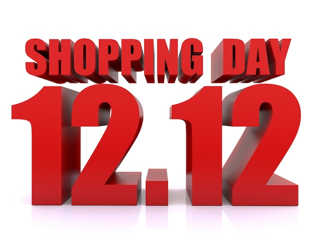 12.12 Shopping Day Sale auf weißem Hintergrund. 12. Dezember Verkaufsplakatvorlage. 3D-Rendering