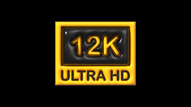 Foto 12k-ultra-hd-symbol auf weißem hintergrund high-definition-label goldenes uhd-symbol auflösungsfarbmarkierung