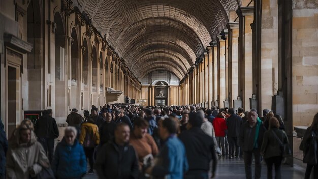 1302 París Francia Los corredores del Louvre están llenos de turistas