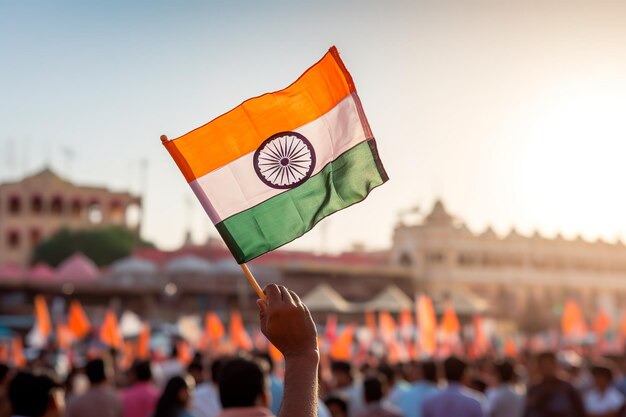 Foto 15 de agosto feliz día de la independencia de la bandera y el pueblo de la india