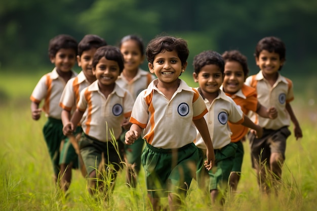 15 de agosto Feliz Día de la Independencia de la India Con la bandera de la India en la mano