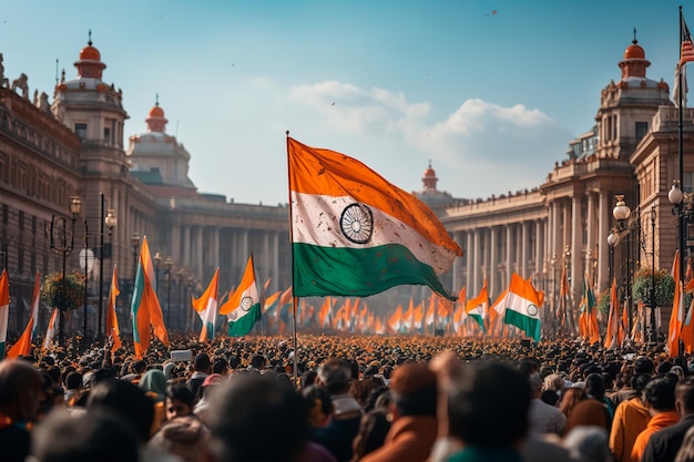 15. august: glücklicher unabhängigkeitstag von indien, flagge und menschen