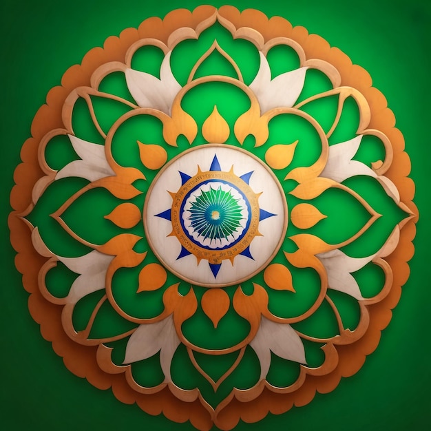 15 de agosto, design de banner do Dia da Independência da Índia com bandeira em forma de flores e vetor Ashoka Chakra