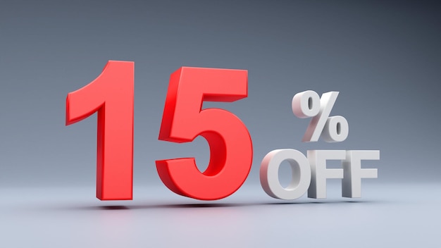 15 % Rabatt auf Text in 3D-Rot, 15 % Rabatt auf 3D-Text, 15 % Rabatt auf Text im Angebot