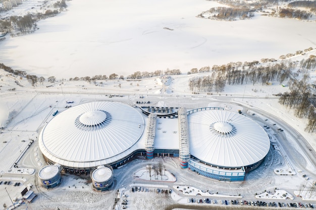 16 de janeiro de 2021.complexo moderno da instituição estatal cultural e esportiva chizhovka-arena em minsk. bielo-rússia.