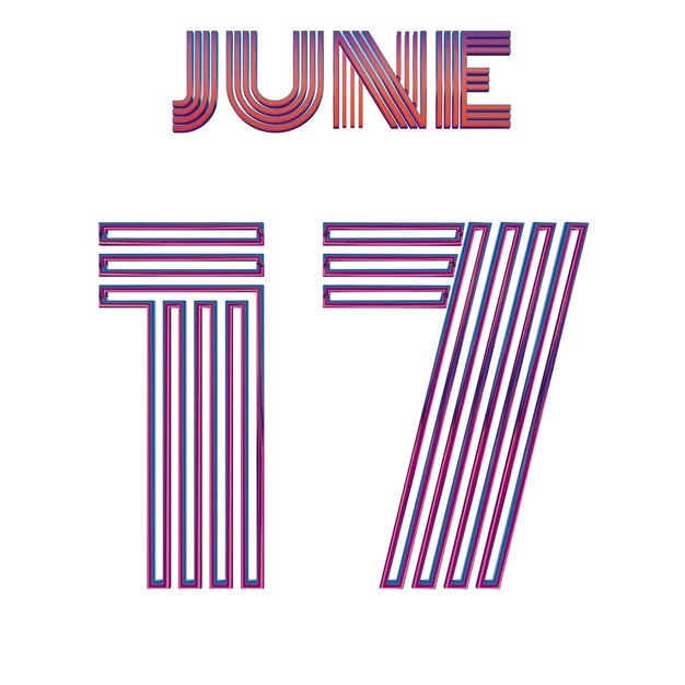 17 de junio Atractivo arte de neón aislado