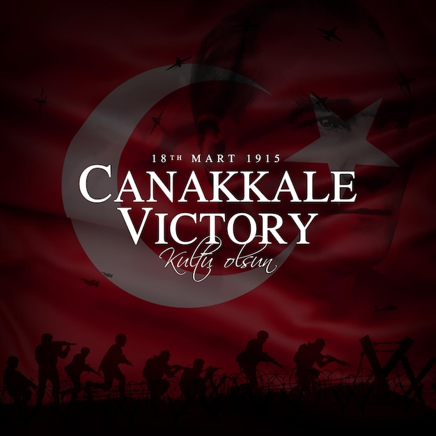18 de marzo Canakkale zaferi ilustración 18 de marzo Día de la Victoria de Canakkale tarjeta de celebración de Turquía En c