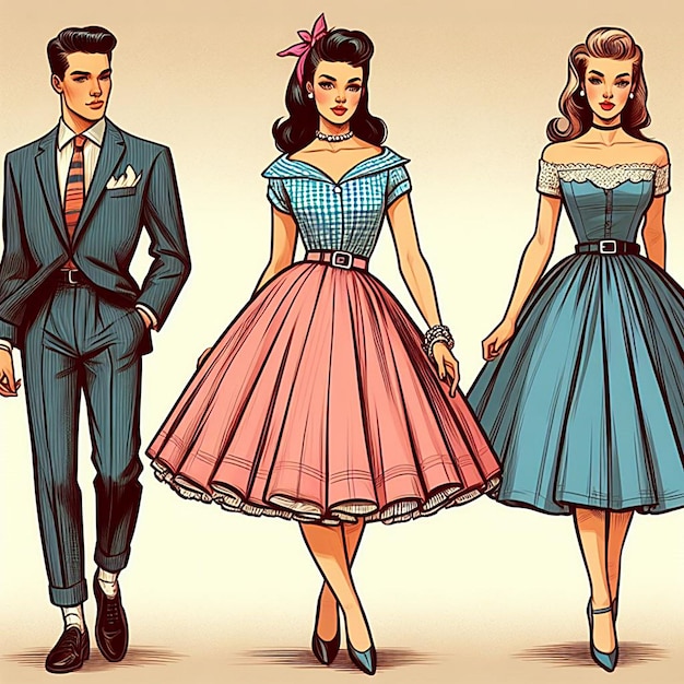 1950s vintage estilo retro mulher mulher bonita gente jovem moda 50s senhora garota