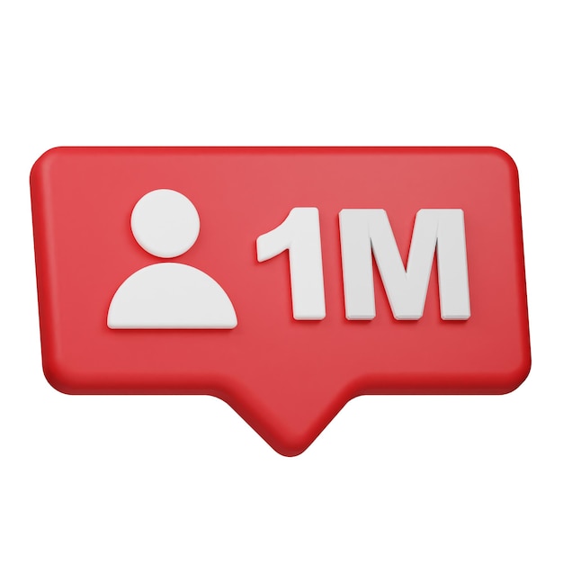 1m seguidores notificação ícone 3d isolado no fundo branco
